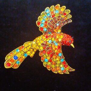 Multi-Colored Bird Brooch